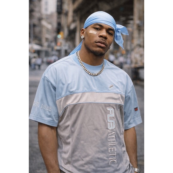 90s FUBU Athletic Shirt Mens Large Carolina Blue Champions League Rap Streetwear